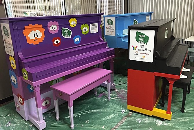 Artists from Kelowna's Disney Interactive helped paint the pianos.