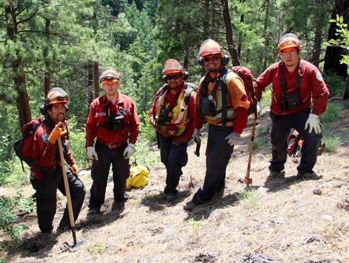 A few of the almost 200 B.C. Wildfire Management firefighters working the Cisco Road Wildfire.