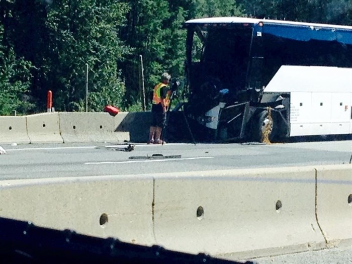The tour bus involved in the crash is pictured in this contributed photo.