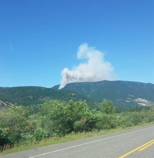 A wildfire was sparked just outside Falkland Monday afternoon, July 20, 2015. 