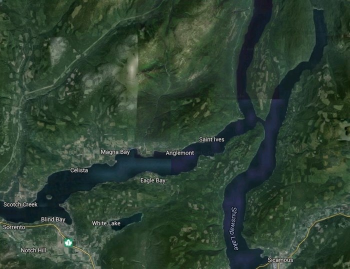The four arms of Shuswap Lake. 