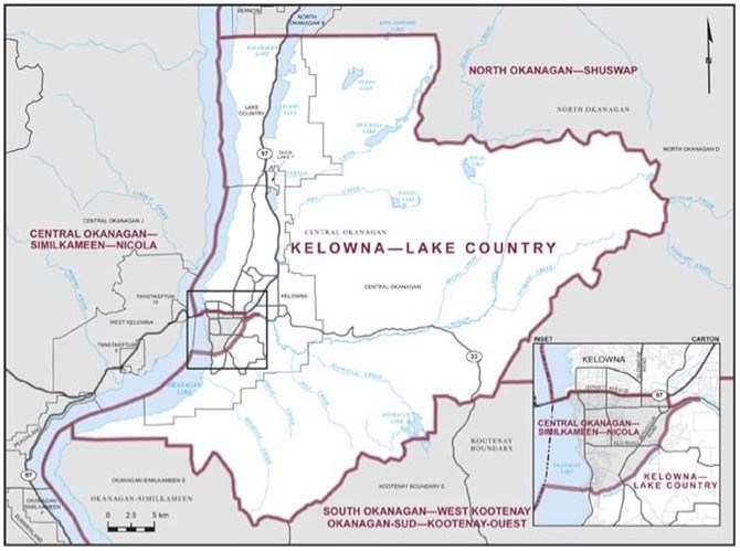 Riding map of Kelowna Lake Country, 2015.