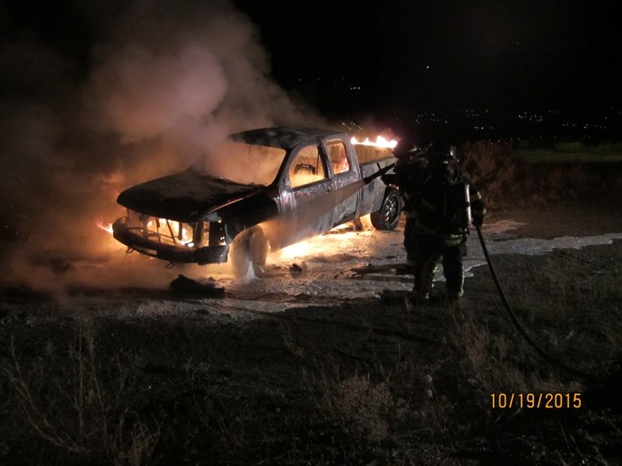 Firefighters doused this vehicle fire on Monday, Oct. 19, 2015. 