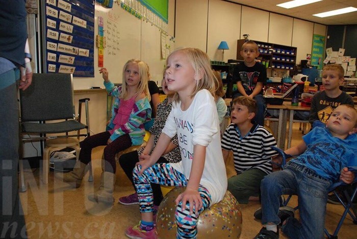 Teacher Sophia Sarrasin allows her Grade 1 class to make many of their own decisions, including what to sit on.