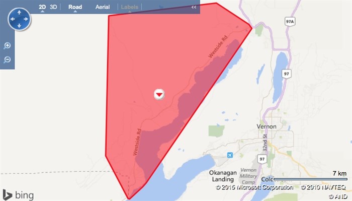 Area of power outage