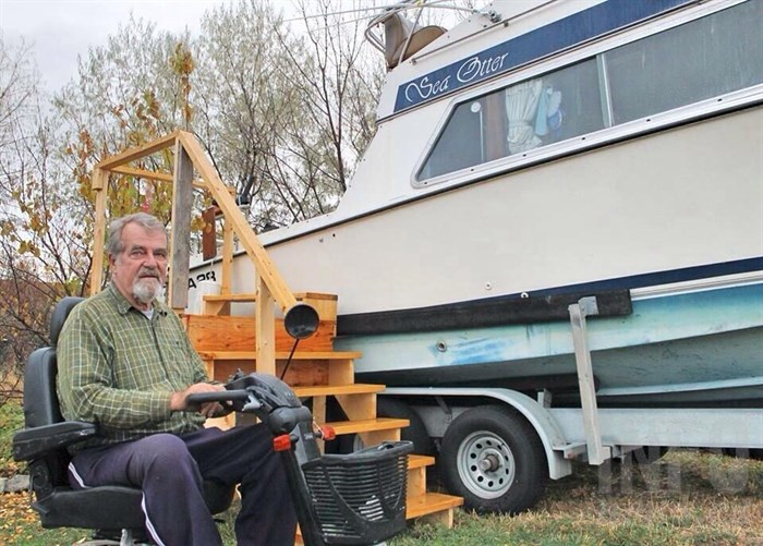 Getting onto the boat was next to impossible after Glenn was wheelchair bound. But instead of giving up fishing, he simply constructed stairs to access the boat and prep it for the summer months. 