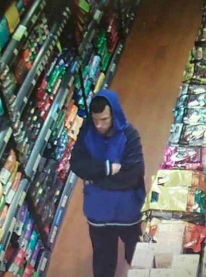 Video surveillance at Bosley's pet store in Vernon caught this man leaving the store with a tray of poppy pins and a donation jar on Monday, Nov. 2, 2015. 