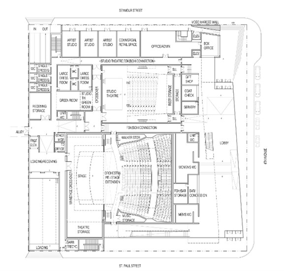 Potential floor plan for the performing arts centre.