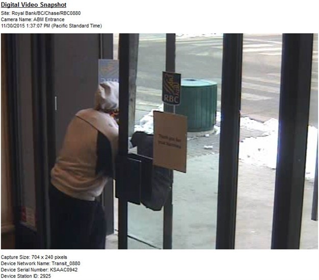 The suspect in the bank robbery at Royal Bank of Canada's Chase location 