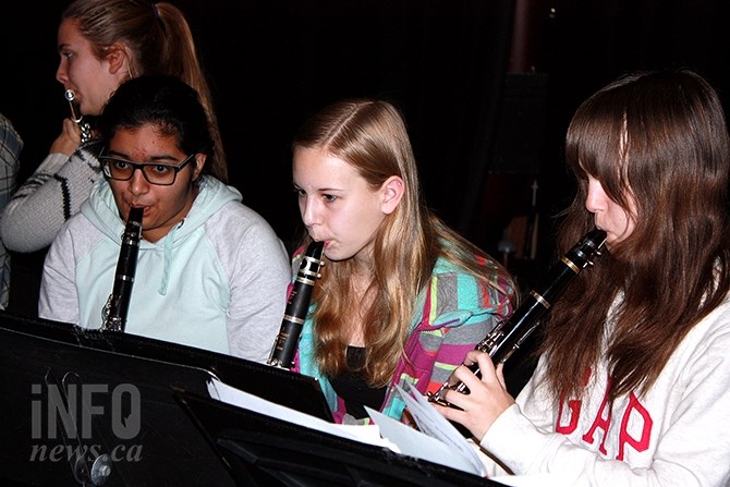 Alex Brunner, Jasdeep Sandhu, Kelsey Bayda and Olivia Osland practice for a series of Christmas concerts in Osoyoos.