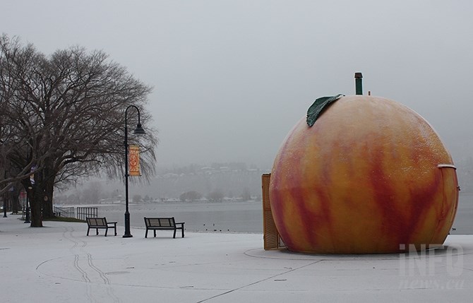Penticton's famous Peach Concsession with the first dusting of snow last week.