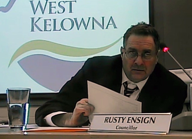 Coun. Rusty Ensign in a screen shot from a West Kelowna council meeting.