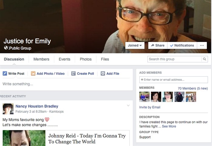 The Justice for Emily Facebook page has accumulated a number of followers since Bradley took her story public