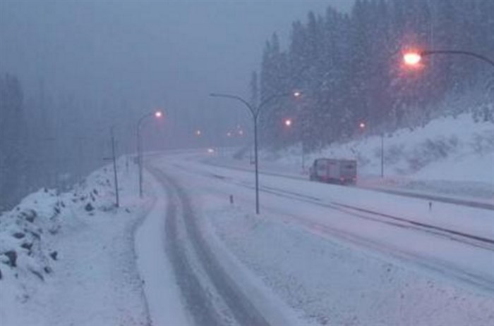 Up to 20 cm of heavy snow is on the Coquihalla Highway.