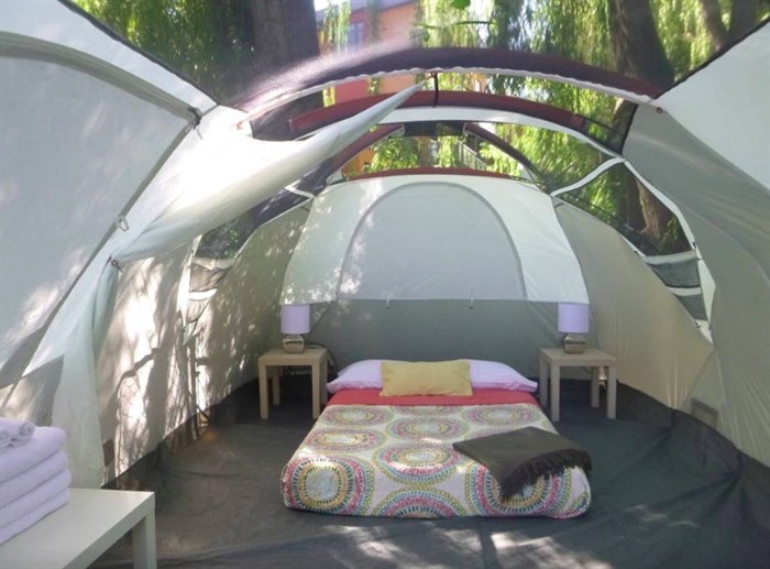 This tent in Kelowna takes camping to a whole new level. 