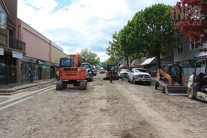 By April 25, the outline of the street and sidewalk is beginning to take shape.