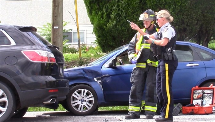 A three-vehicle crash at Boucherie Road and Mission Hill Road, Saturday, July 9, 2016.
