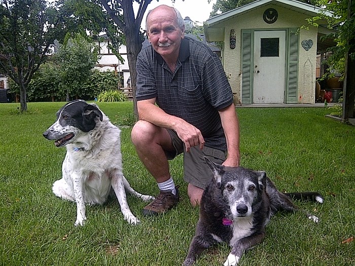 Ron Russel with his dogs, Splash and Mellow.