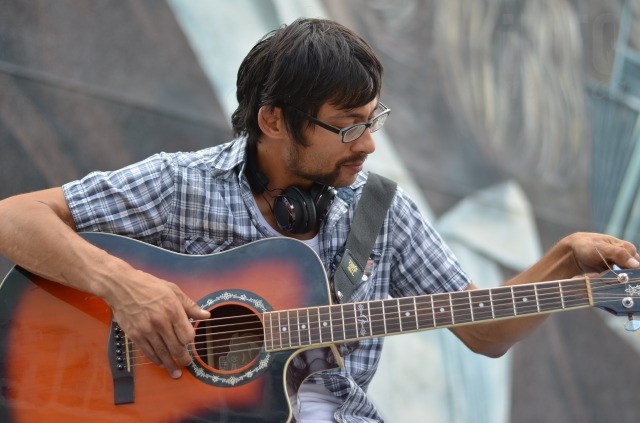 Carson Holtz can be found filling the streets of Vernon with music, and friendly hellos.