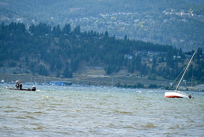 A sailboat has run aground in Okanagan Lake during heavy winds Aug. 31.