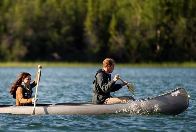 The Duke and Duchess of Cambridge take a canoe ride at Lake Blachford Lake, N.W.T., lodge on July 5, 2011. The couple will visit British Columbia and the Yukon this fall.
