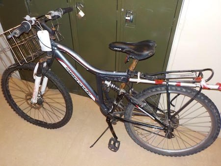 Pictured is the bicycle found at the campsite of the unidentified man.