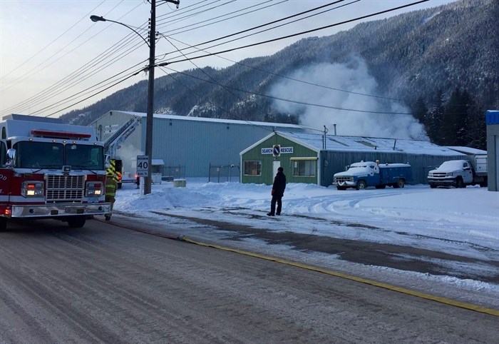 A fire at the Sparwood Search and Rescue building on Saturday, Dec. 17, 2016.