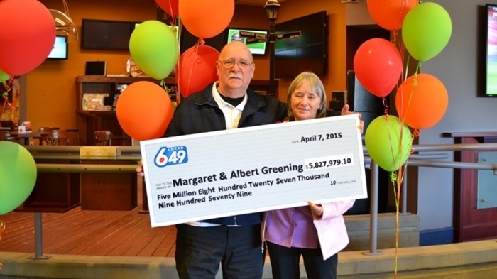 Albert and Margaret Greening of Vernon won $5.8 million in the Lotto 6/49.