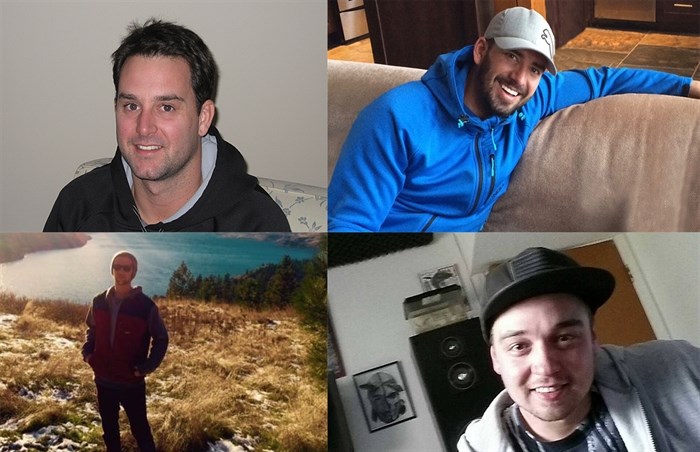 Tyler Leinweber (top left), Adam Pouliot (top right), Ryan Pinneo (bottom left) and Tyler Laybolt (bottom right) all died from fentanyl overdoses in 2016.