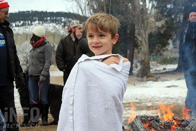 Seven year old Ben Rattan of Summerland took honours for youngest participant in the Summerland 2017 Polar Bear Dip.