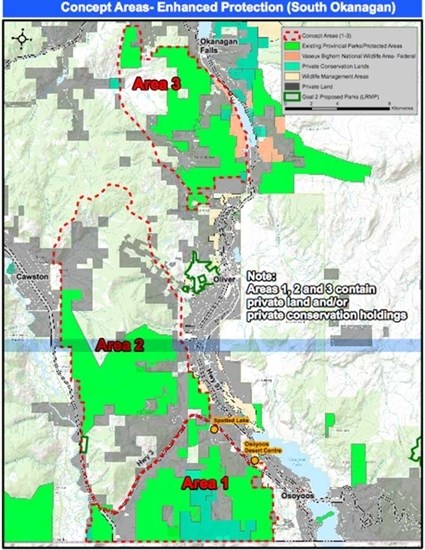 The province announced today, Jan.. 27, 2017, it  is continuing discussions regarding land protection in the South Okanagan by various meansof legislation through three protected areas in the region.
