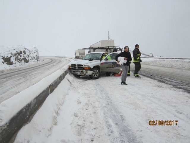Car crash at Highway 97 and Birnie Road, Feb. 9, 2017. 