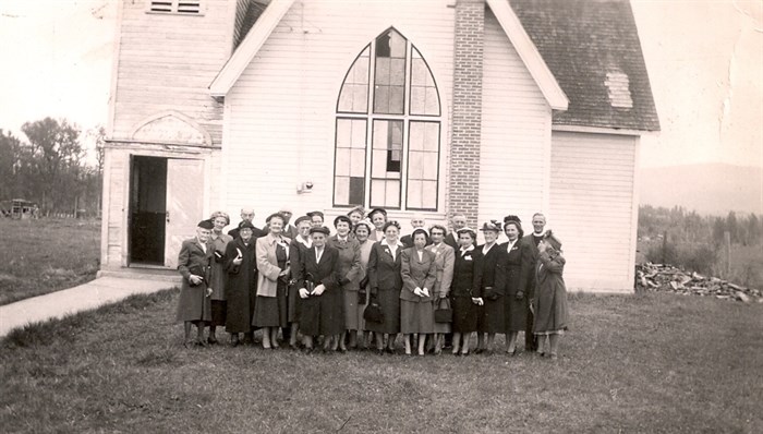 Church congregation and minister in 1952. 