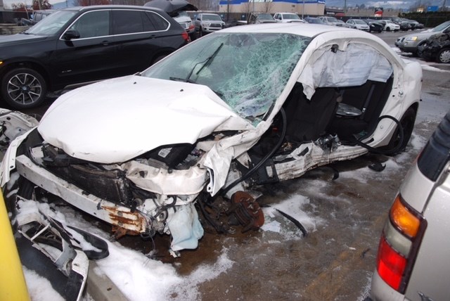The damaged vehicle Erin Smith and Lindsey Hauck were in the night of the crash. 