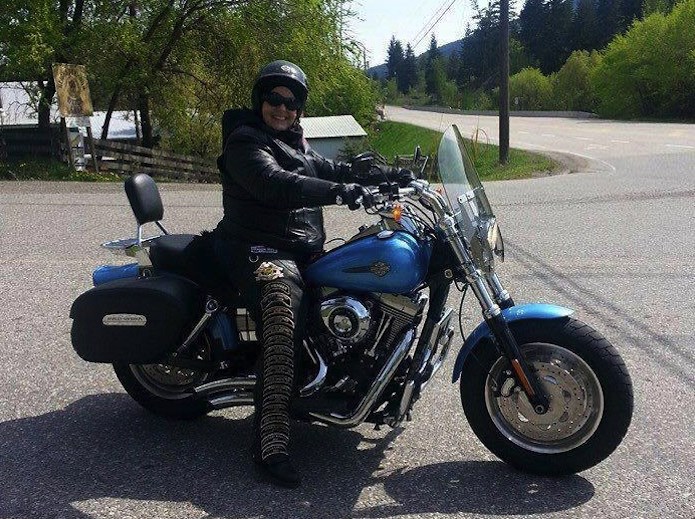 Margaret Thompson, coordinator of the 2017 Western Regional HOG Rally in Kamloops July 13 to 15, on her own motorcycle.