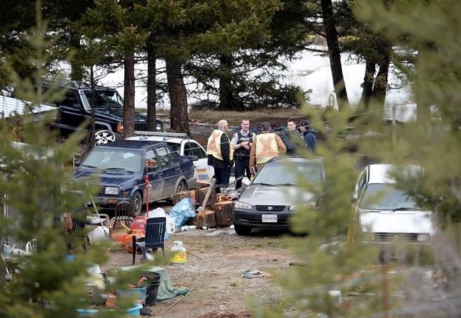 Police were seen in the driveway of a house in Venables Valley near Ashcroft on Sunday, March 26, 2017. Four people were found dead in a home in a remote community in the Interior.