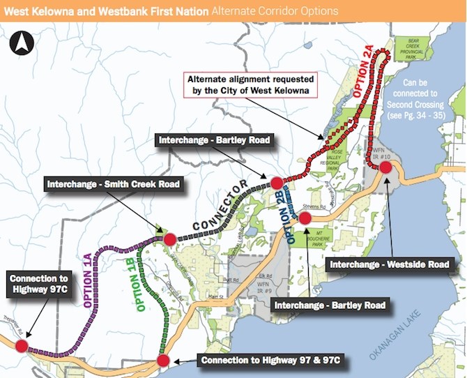 Options for the West Kelowna corridor. 