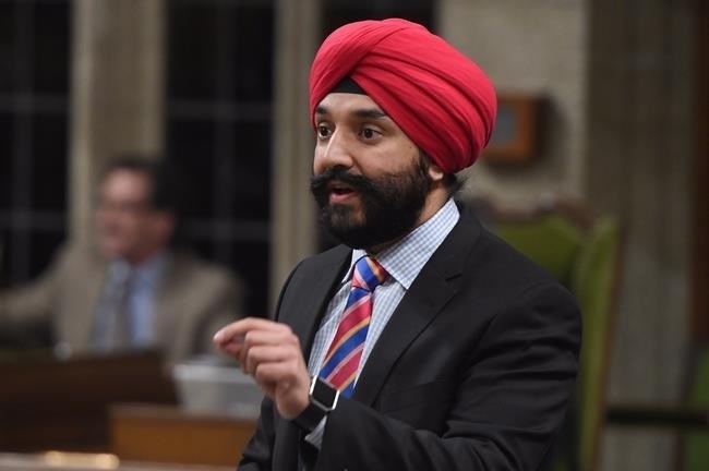 Navdeep Bains, Minister of Innovation, Science and Economic Development, answers a question during Question Period in the House of Commons in Ottawa, Tuesday, April 4, 2017. 