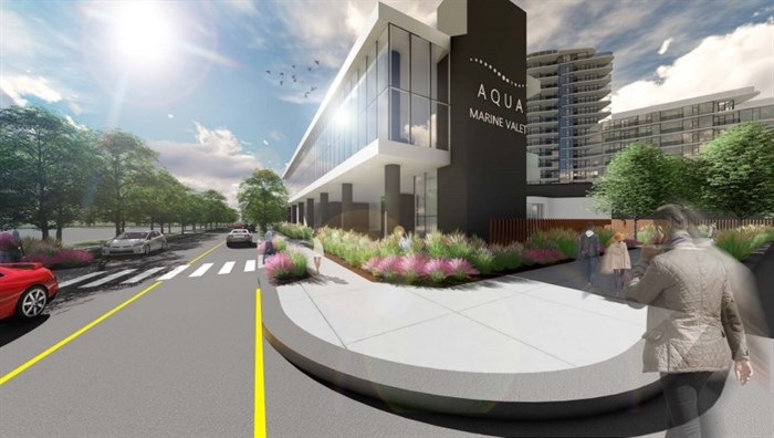 A look at the exterior of the proposed Aqua Marine Valet building. 