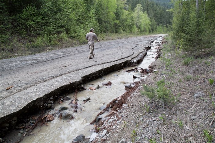 Parts of Jamieson Creek Road have been completely washed away. 