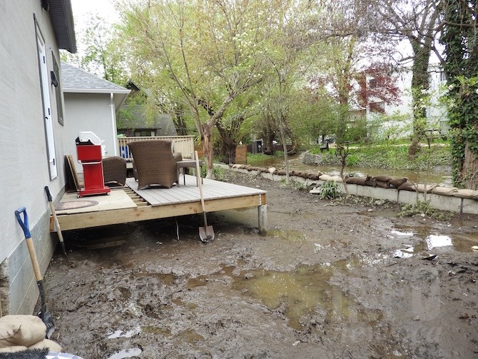Feist's backyard on Marshall Street in Kelowna after the flooding on Monday, May 8. 