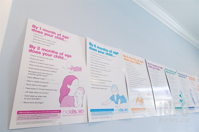 Health and educational posters and positive affirmations are posted on the walls at The Family Tree Centre.