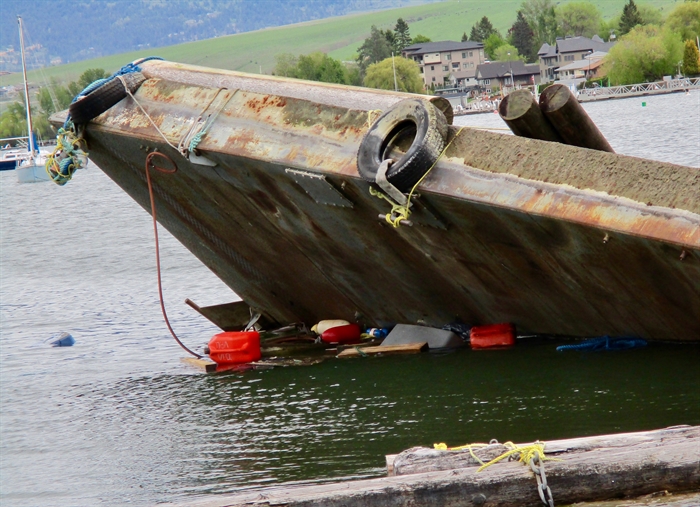 Slowly Sinking Barge Causing Issues In Okanagan Lake Infonews