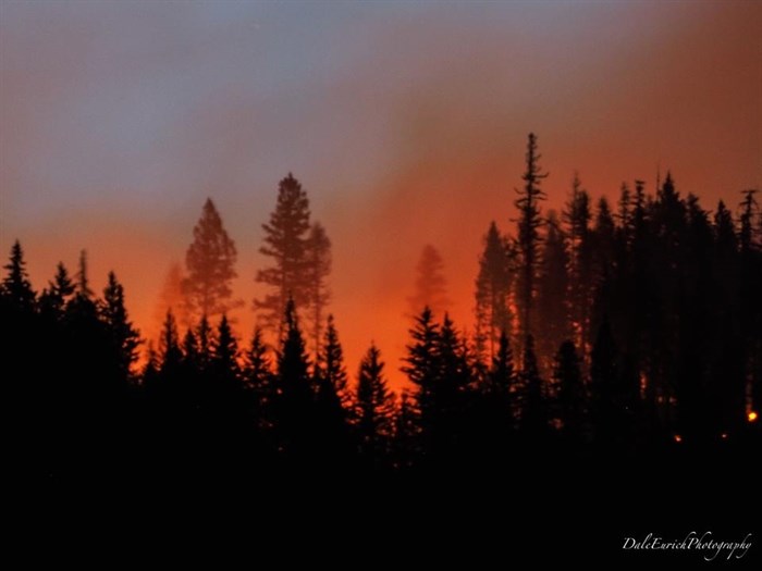 A wildfire burns on Cooper Mountain, near Lumby, May 23, 2017. 