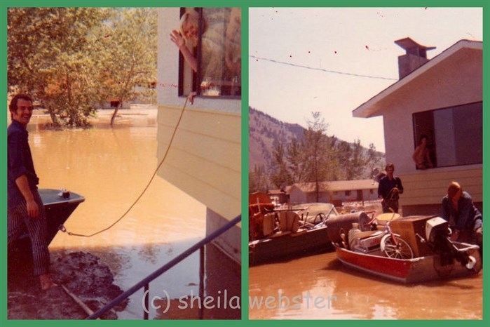 Oak Hills residents get around by boat during a flood in June of 1972.