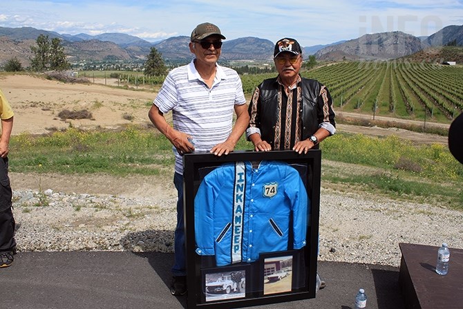 Osoyoos Indian Band members Richard Baptiste and Paul Louie George were recognized Saturday for their heritage as native stock car racers form 1971 to 1973, driving througout the Okanagan, south of the border to Wenatchee. Clarence Louie called it 