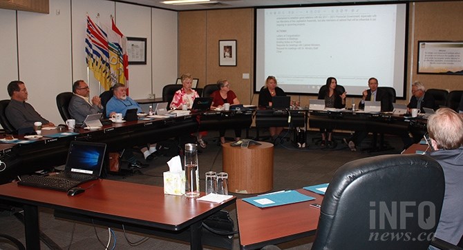 The Regional District of Okanagan Similkameen board of directors are pictured in this file photo. The board debated a proposal to build a 12,000 square metre medical cannabis facility north of Oliver Thursday, June 21, 2018.