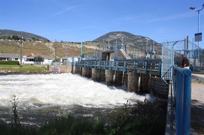 Water flow through the dam on June 5, 2017.