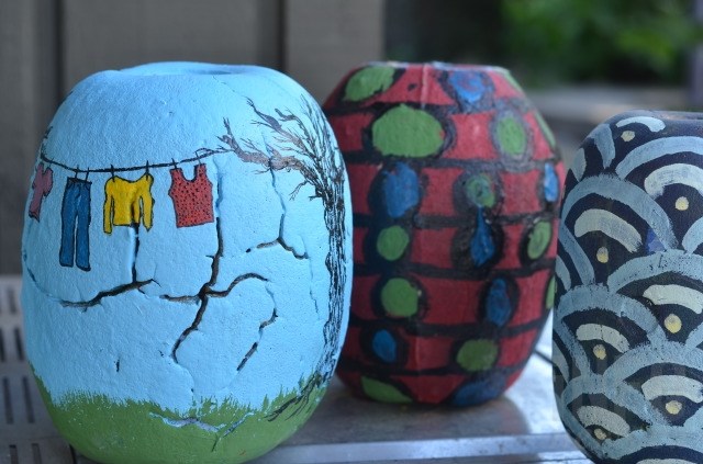Buoys painted by community members. 