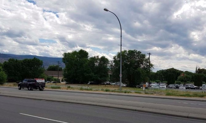 The hotel proposal would encompass four lots on Eckhardt Avenue near the South Okanagan Events Centre. One of the properties was the former location of a Petro Canada gas station.
